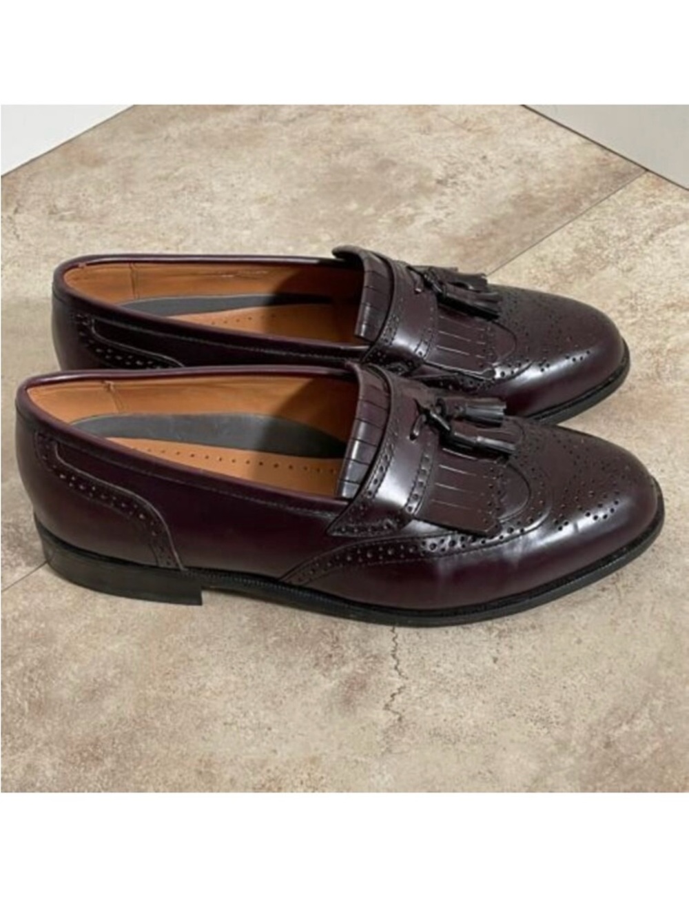 French Shriner Milton Burgundy 9W Fine Real Leather Men Dress Shoes Great Condit